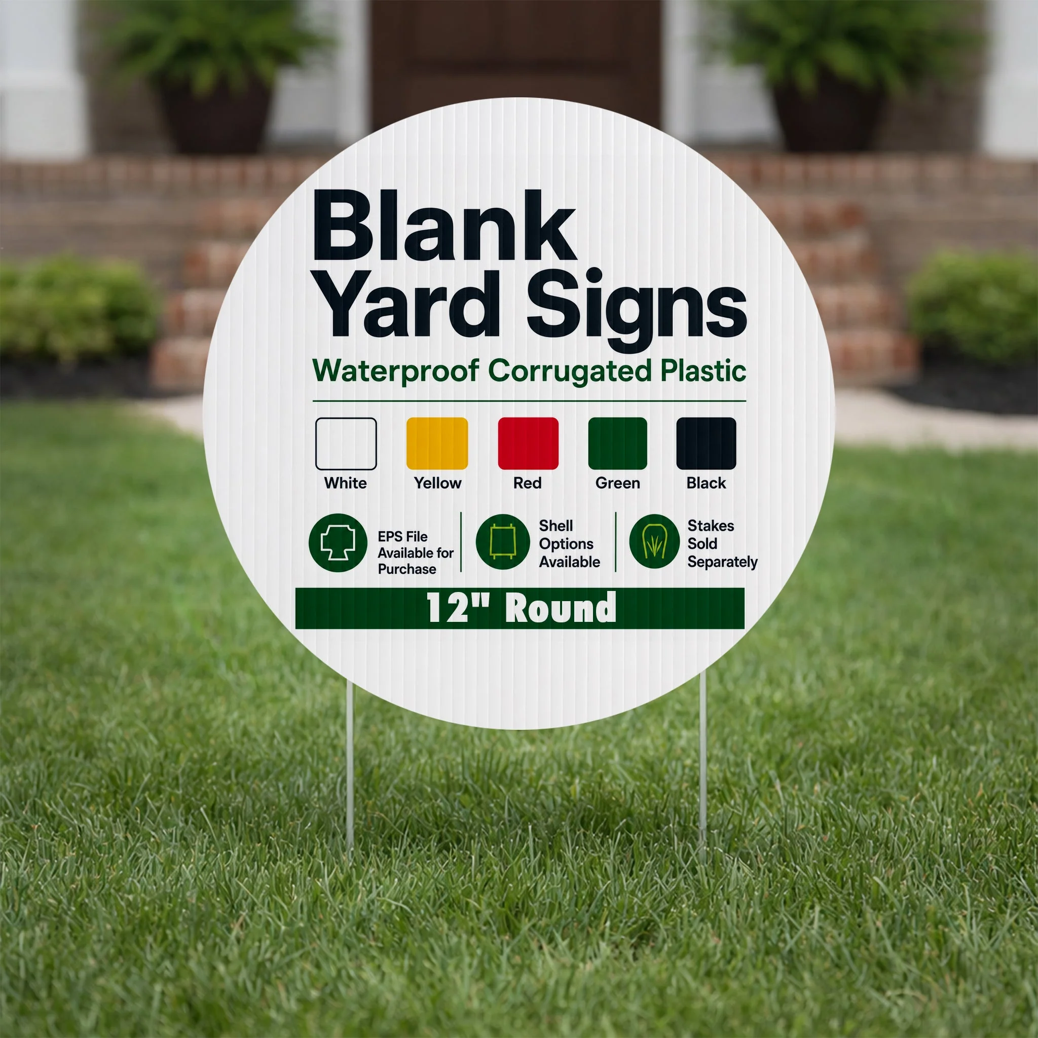 12" Round Corrugated Plastic Yard Sign Blank