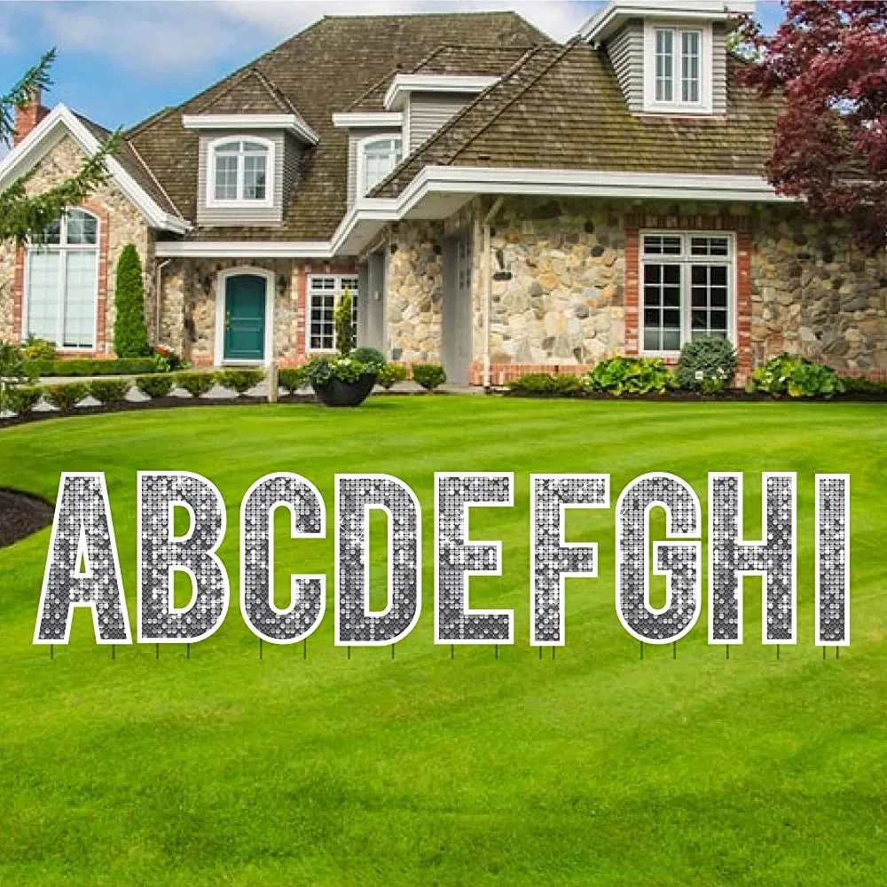 18" Alphabet Yard Card Letters | Bebas Font | Disco Sparkle | 26 pc Set - Image 6