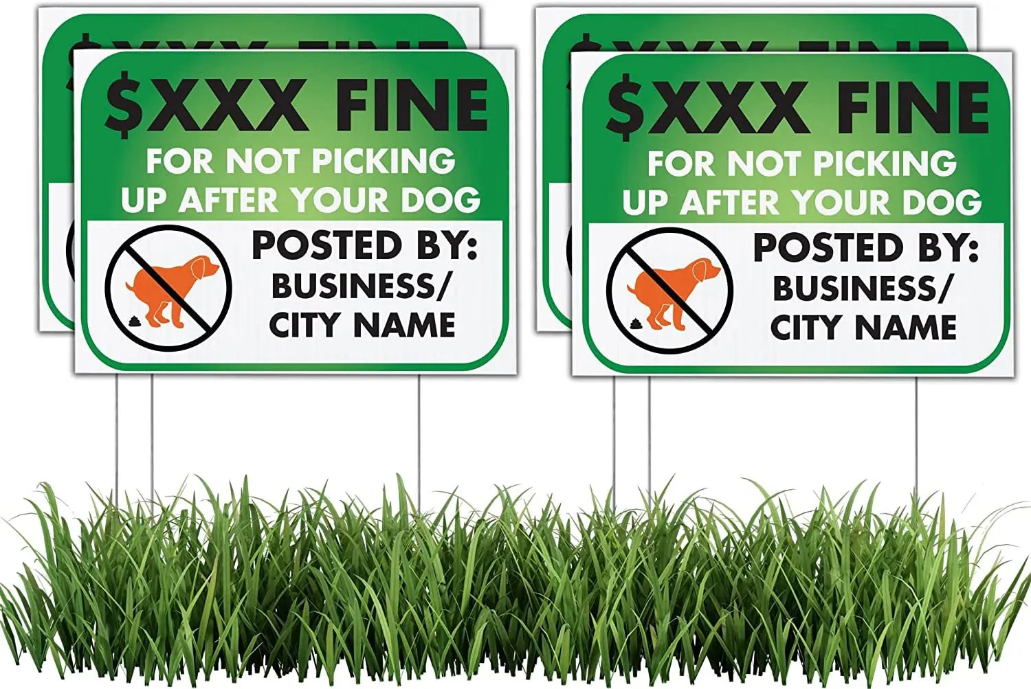 18"x24" Custom Pick Up After Your Dog Signs - 4 Pack
