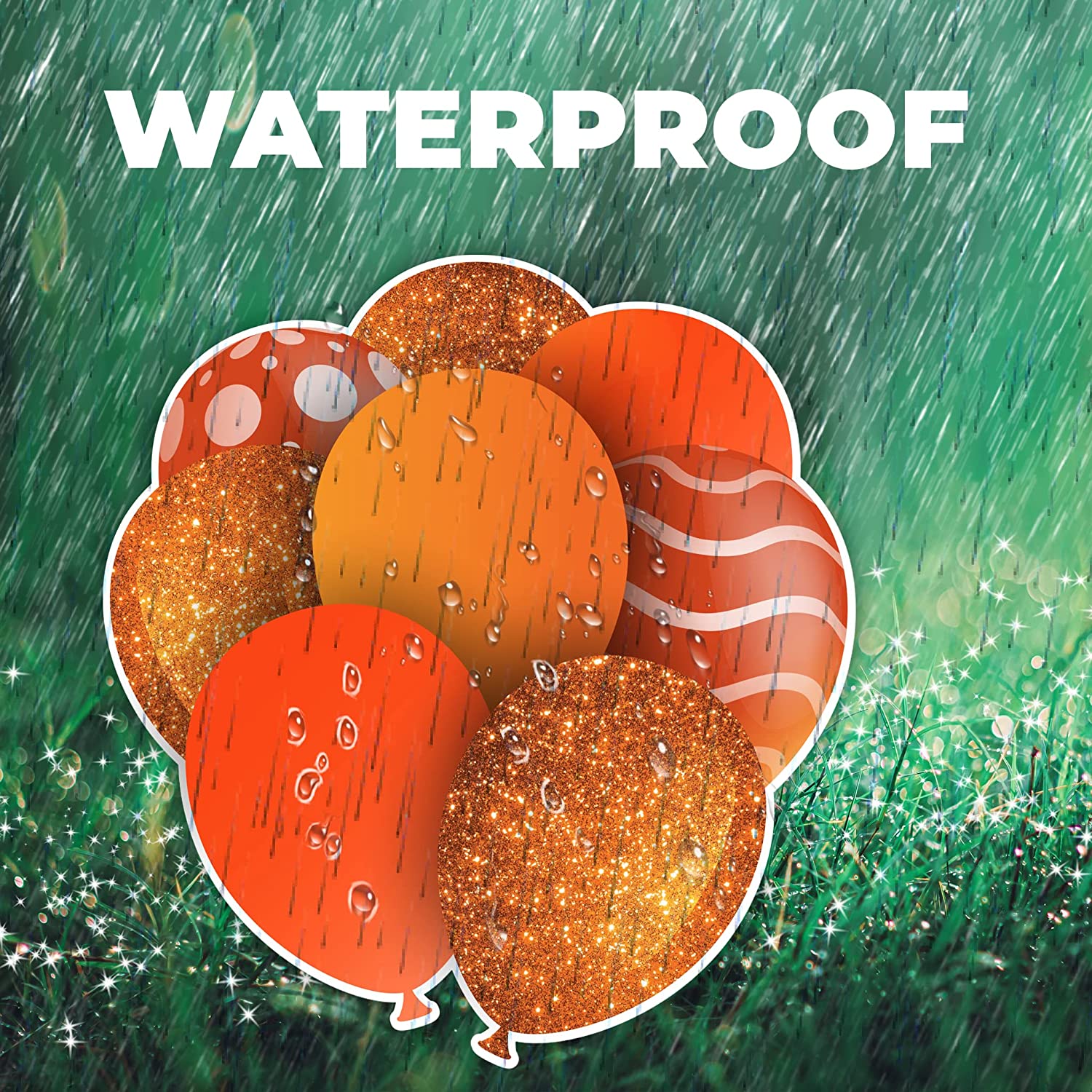 23.5" Orange Balloon Bouquets EZ Filler Yard Cards Set - Image 4