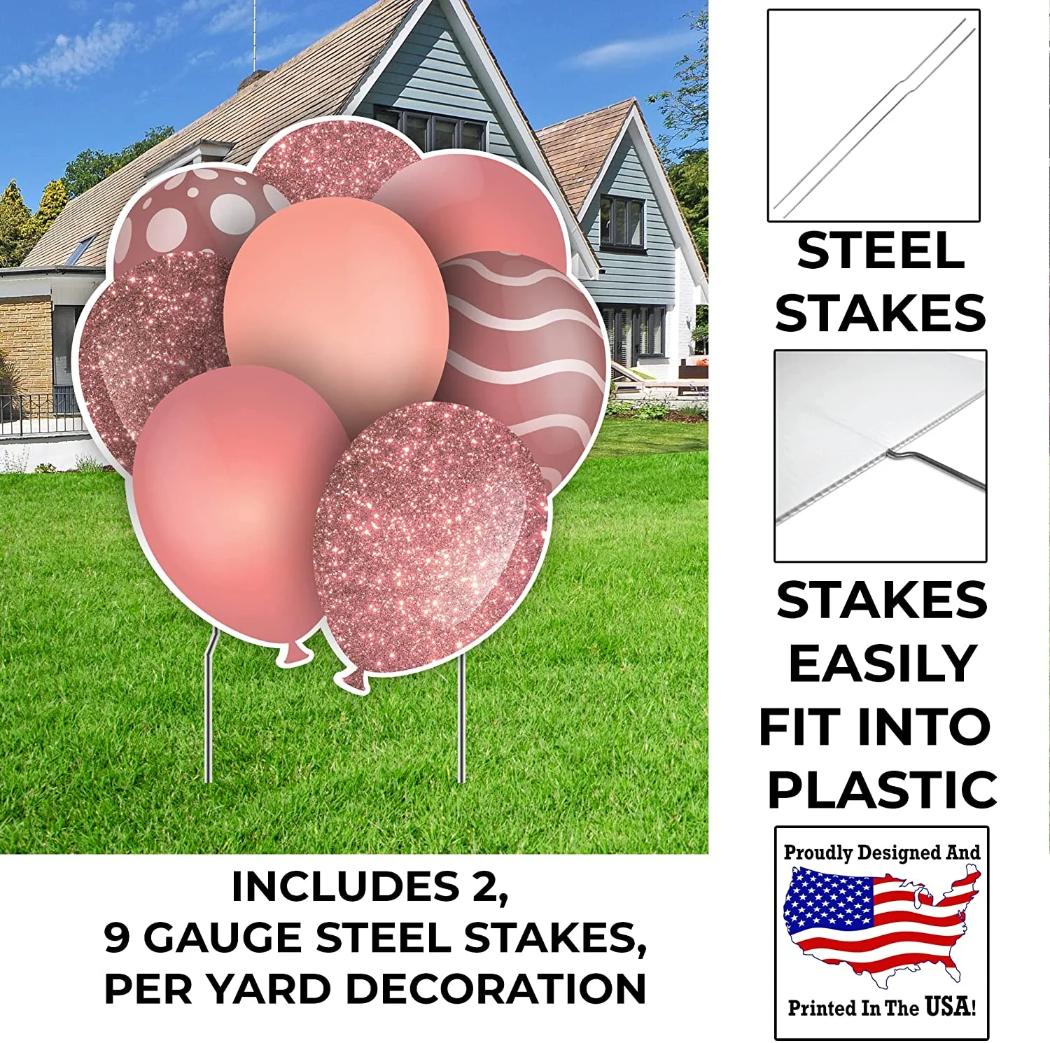 23.5" Rose Gold Balloon Bouquets EZ Filler Yard Cards Set - Image 3