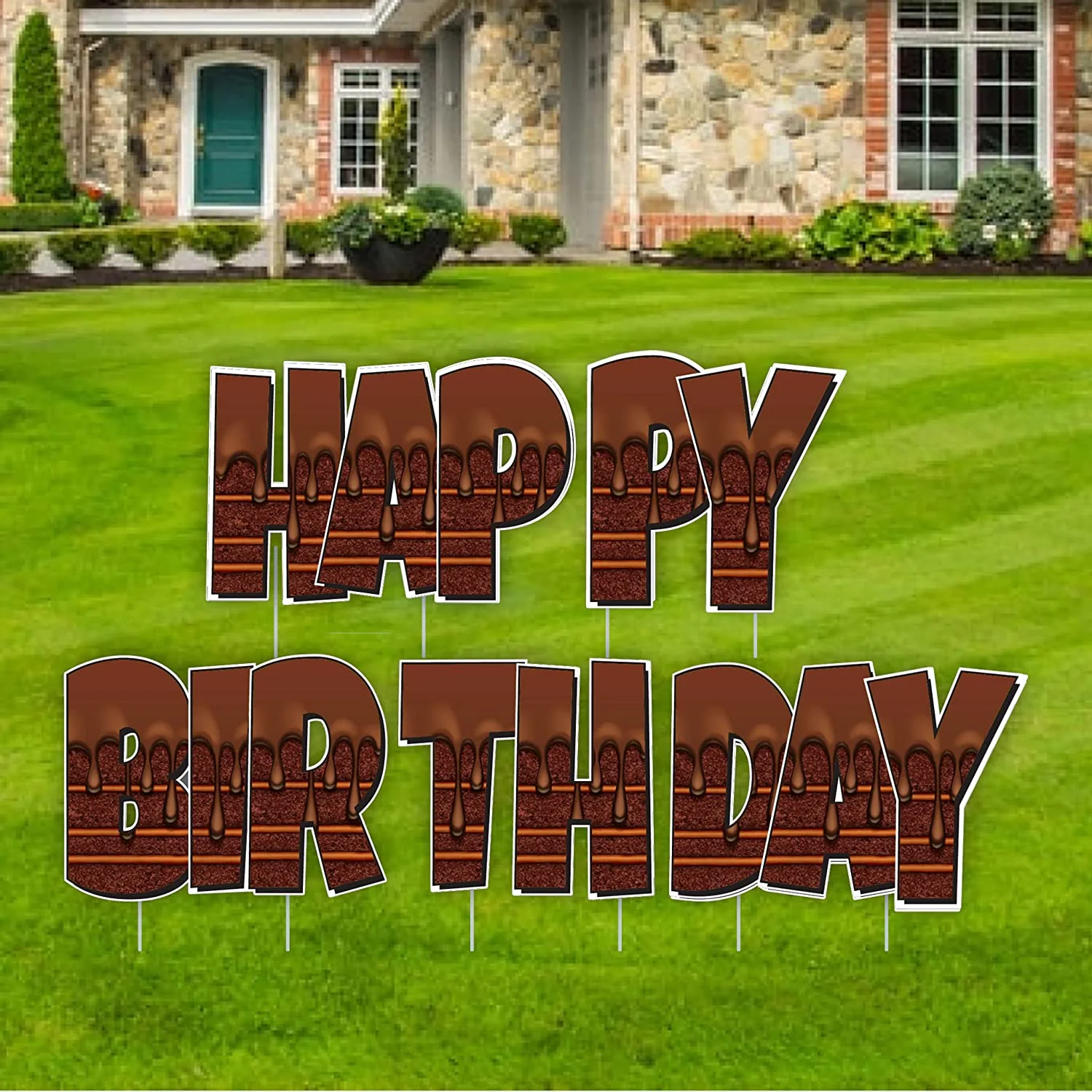 24" Luckiest Guy Happy Birthday Cake Yard Letters Quick Set, 5 pcs - Image 2