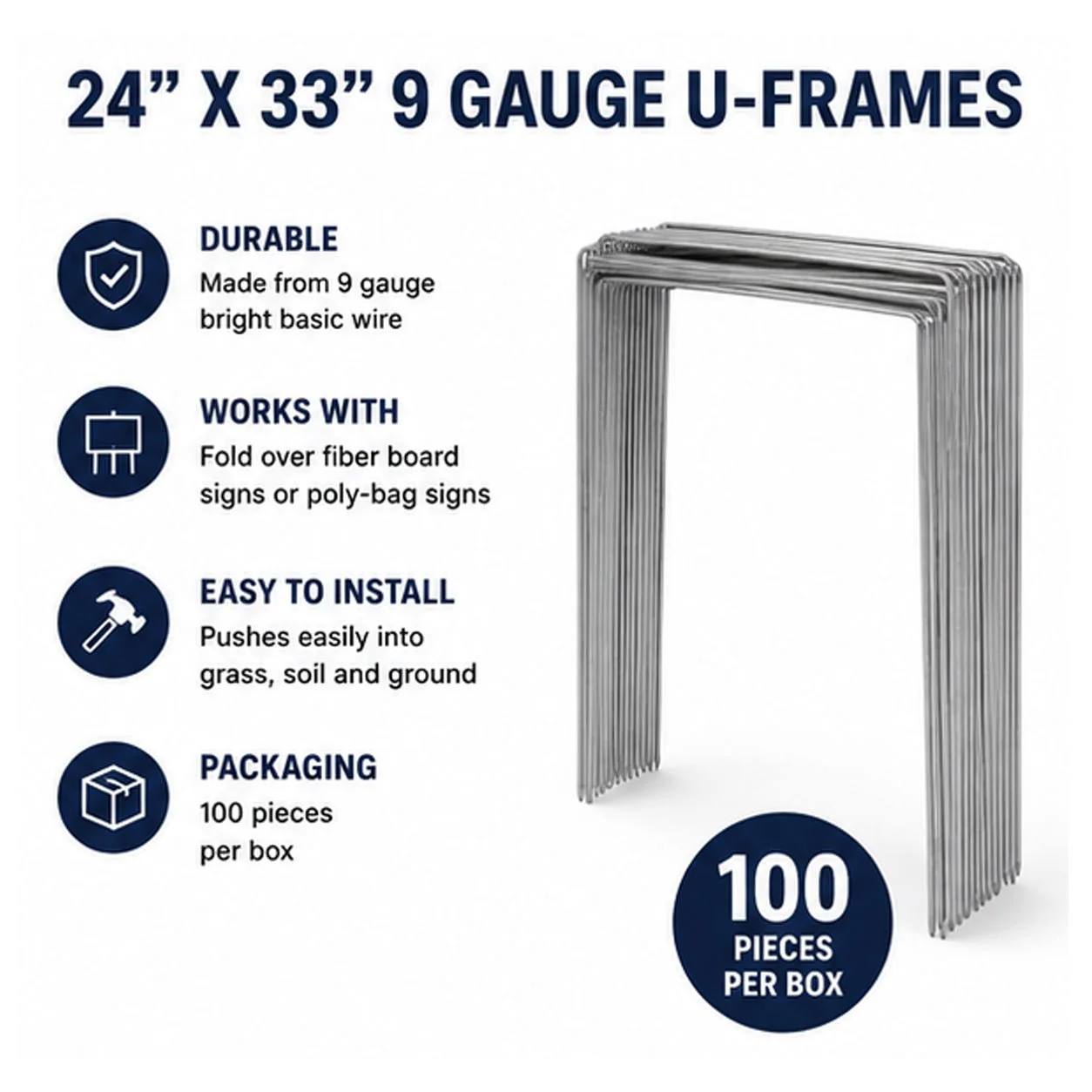 26" x 33" 9 Gauge Wire U-Frames (100 Pack) - Image 3