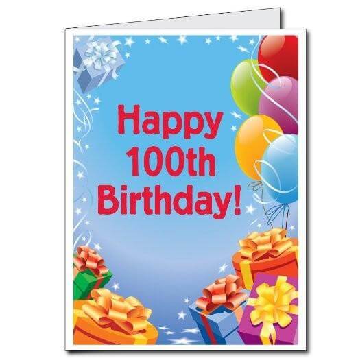 3' Giant 100th Birthday Presents and Balloons Greeting Card - Image 2