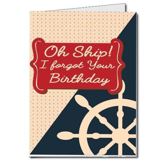 3' Giant Oh Ship! I Forgot Belated Birthday Greeting Card - Image 2
