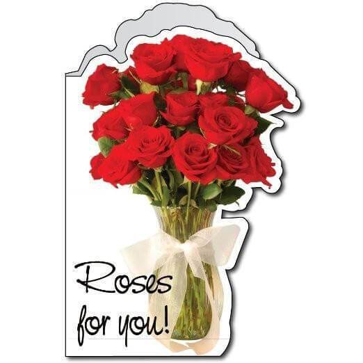 3' Giant Roses Cut Birthday Greeting Card - Image 2