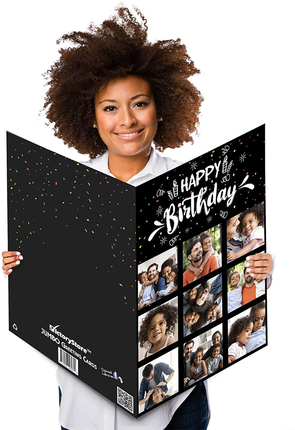 3' Custom Happy Birthday 9 Photo Greeting Card