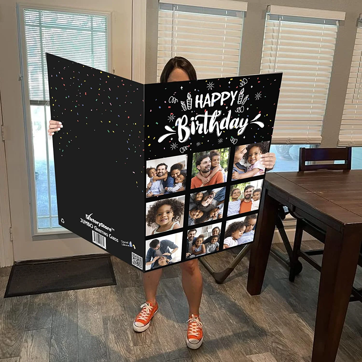 3' Custom Happy Birthday 9 Photo Greeting Card - Image 2