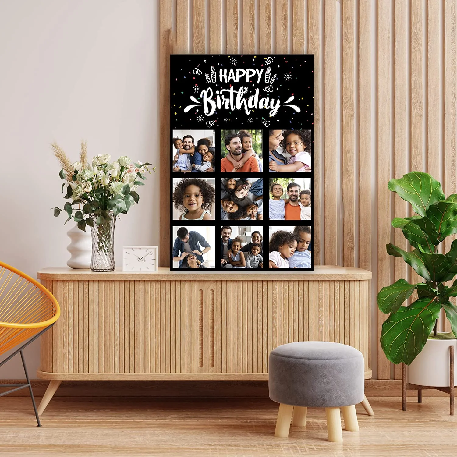 3' Custom Happy Birthday 9 Photo Greeting Card - Image 3