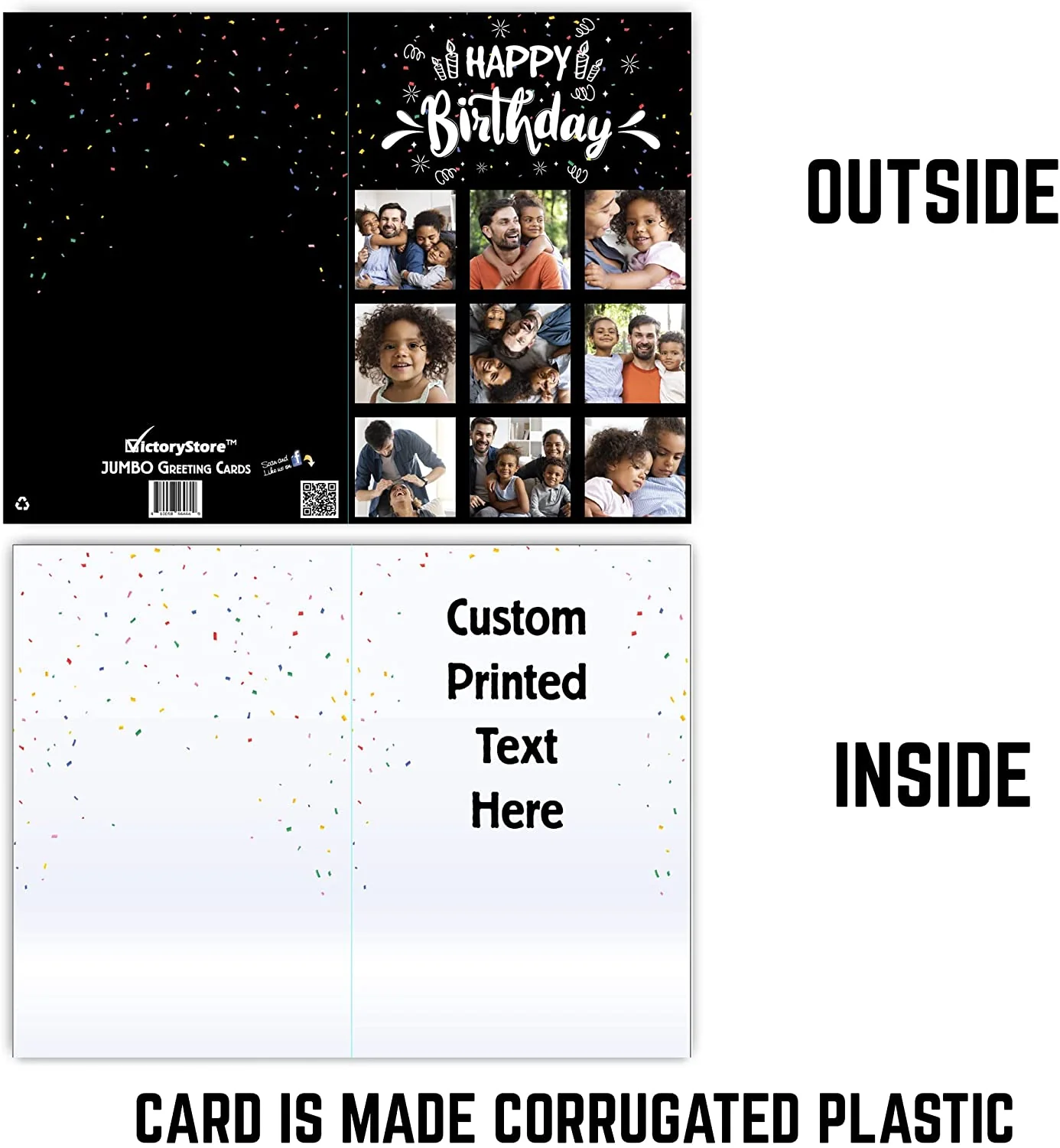 3' Custom Happy Birthday 9 Photo Greeting Card - Image 6