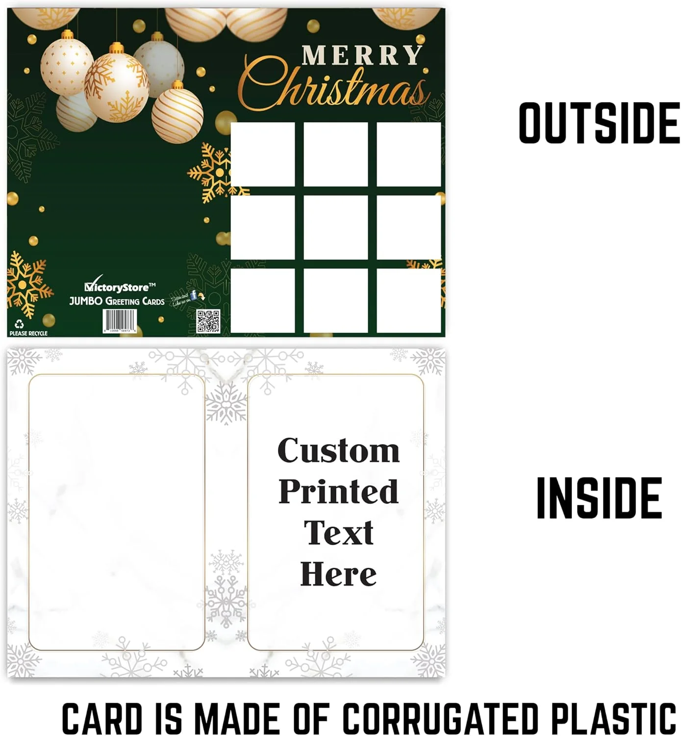 3' Custom Merry Christmas 9 Photo Greeting Card - Image 5