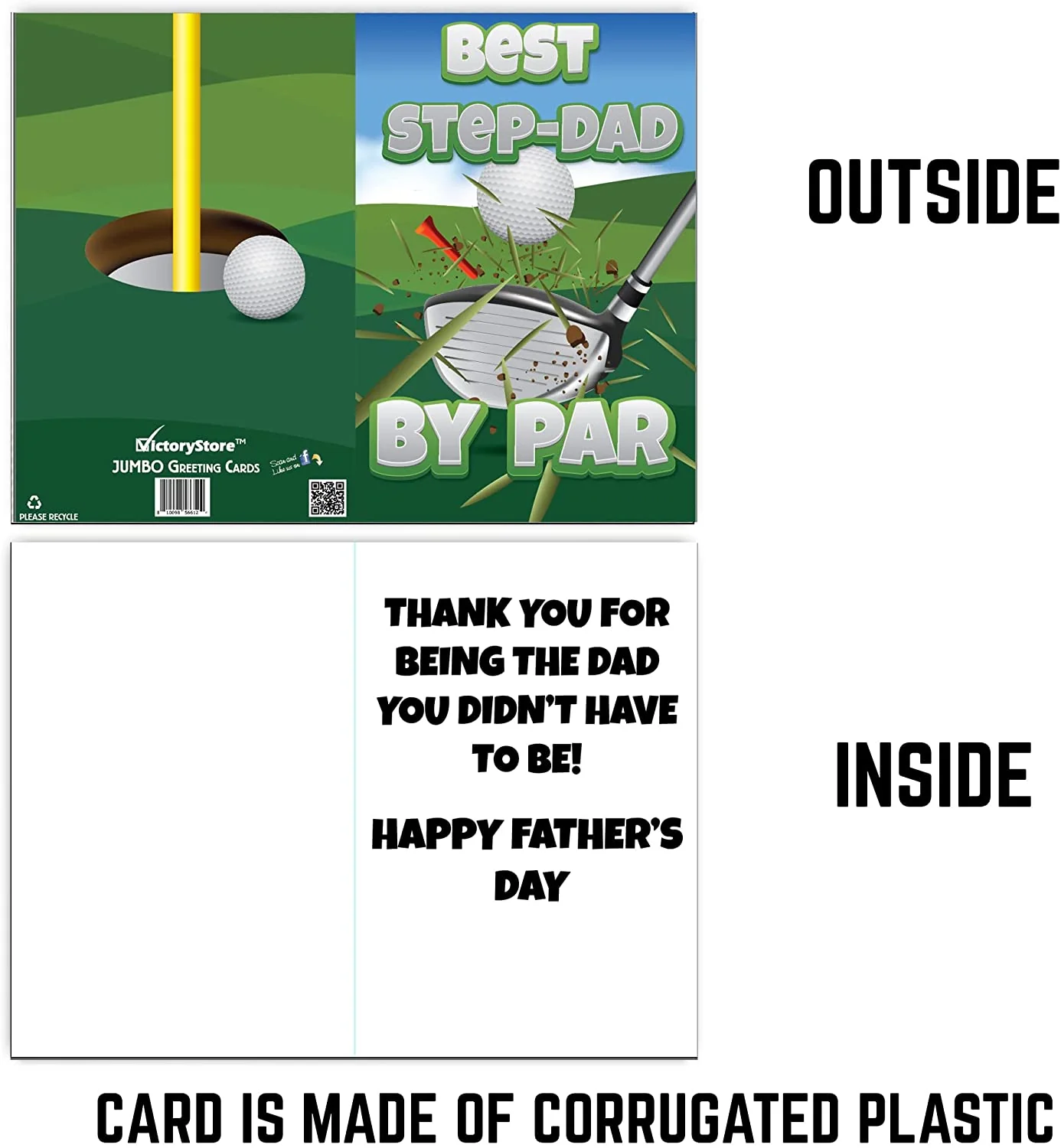 3' Jumbo Best Step-Dad By Par Step-Father's Day Card - Image 4