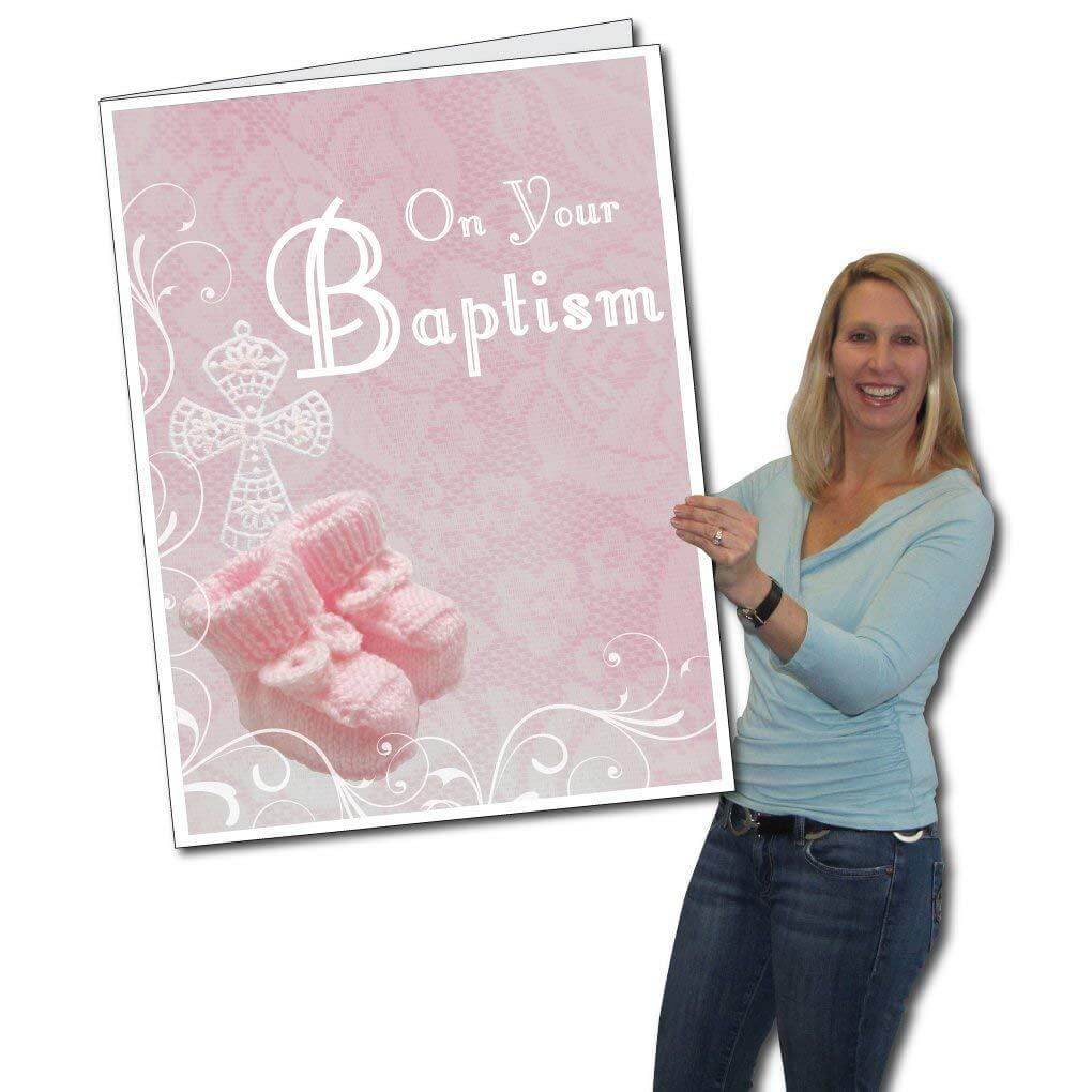 Giant Pink Girl Baptism Greeting Card