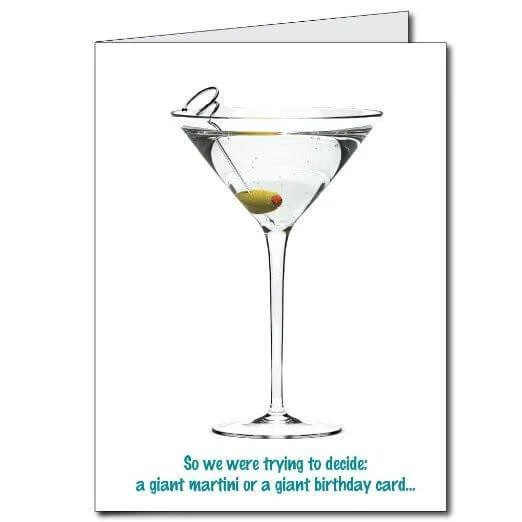 4' Giant Happy Birthday Funny Martini Greeting Card - Image 2