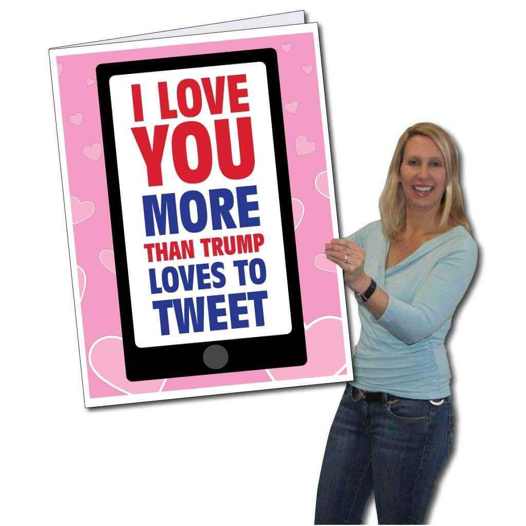 3' Stock Tweeting Trump Valentine's Day  Jumbo Greeting Card