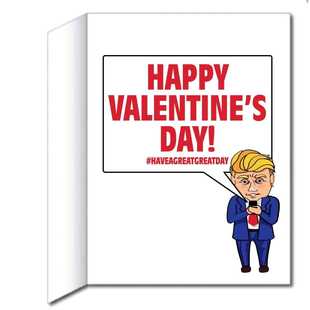 3' Stock Tweeting Trump Valentine's Day  Jumbo Greeting Card - Image 3
