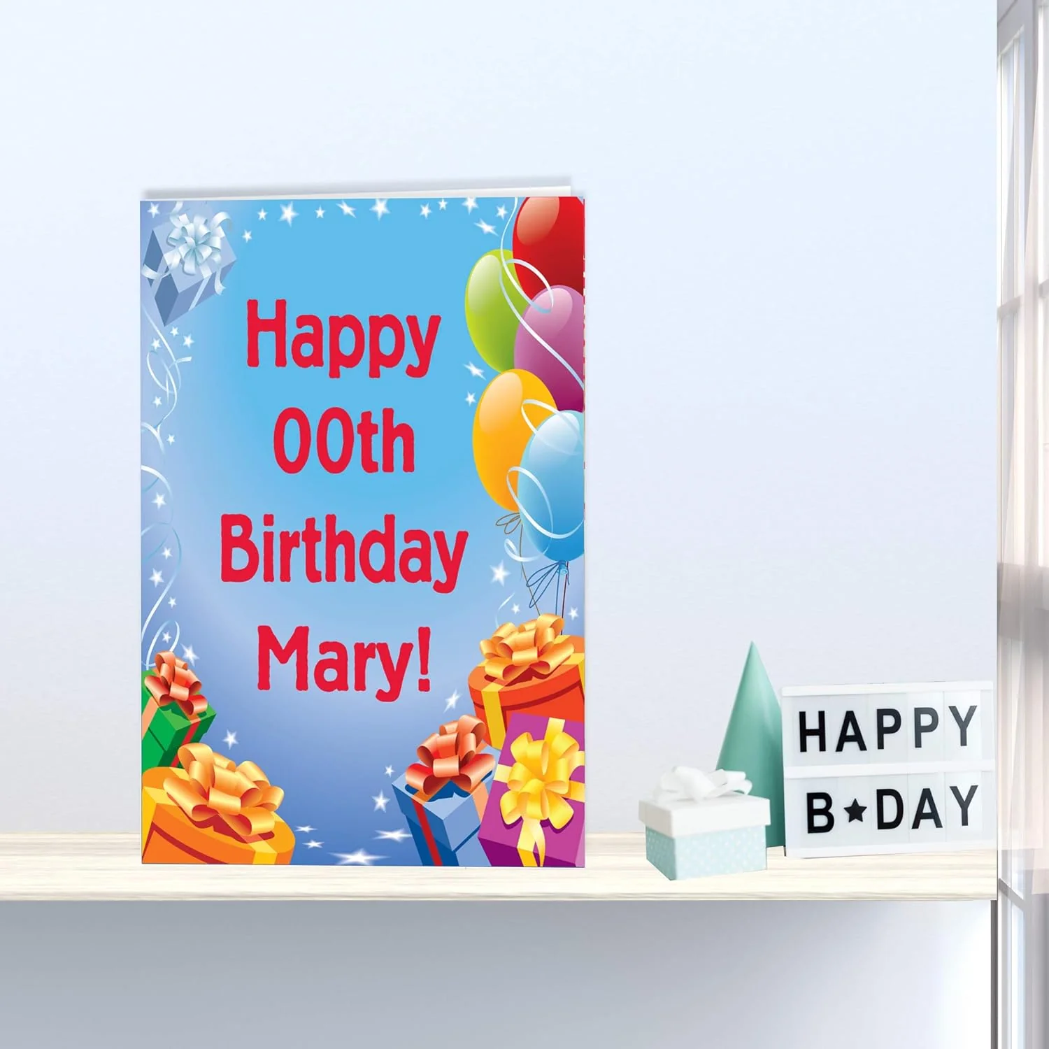 3' Custom Giant Birthday Presents & Balloons Greeting Card - Image 2