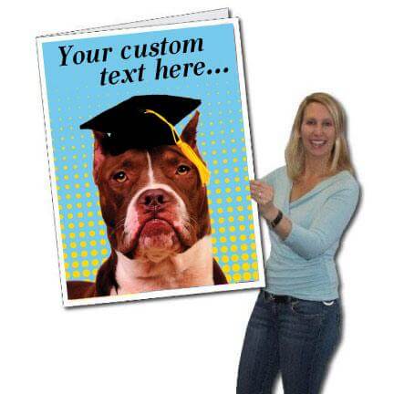3' Custom Giant Pitbull Graduation Greeting Card