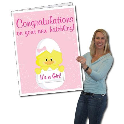 3' It's A Girl Giant Baby Greeting Card