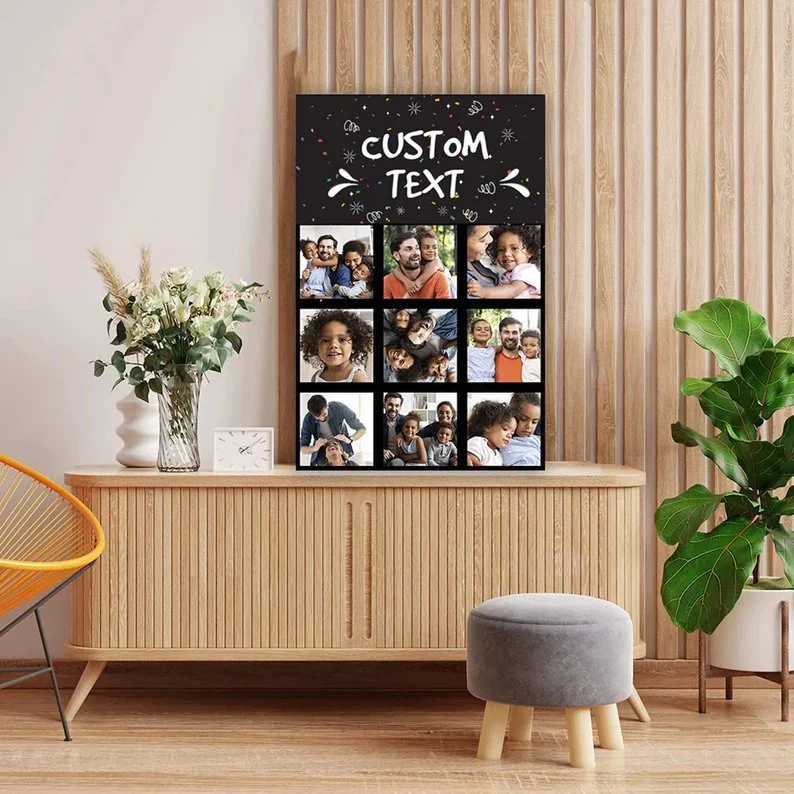 Jumbo Custom Text 9 Photo Happy Birthday Card - Image 2