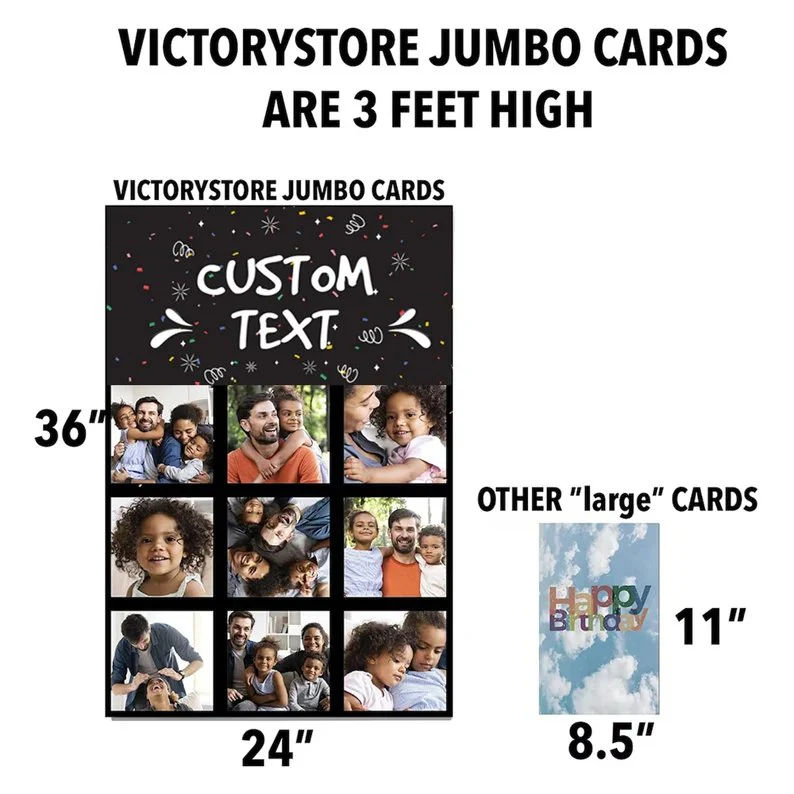 Jumbo Custom Text 9 Photo Happy Birthday Card - Image 3