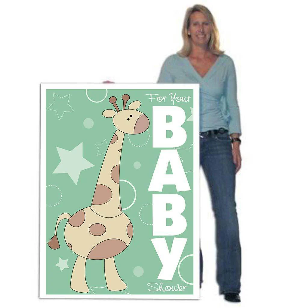 4' Custom Giant Giraffe Baby Announcement Greeting Card