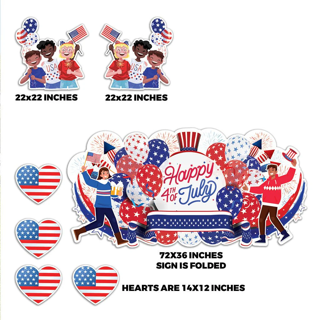 Happy 4th of July Oversized Yard Sign Decorations - 7pcs - Image 2