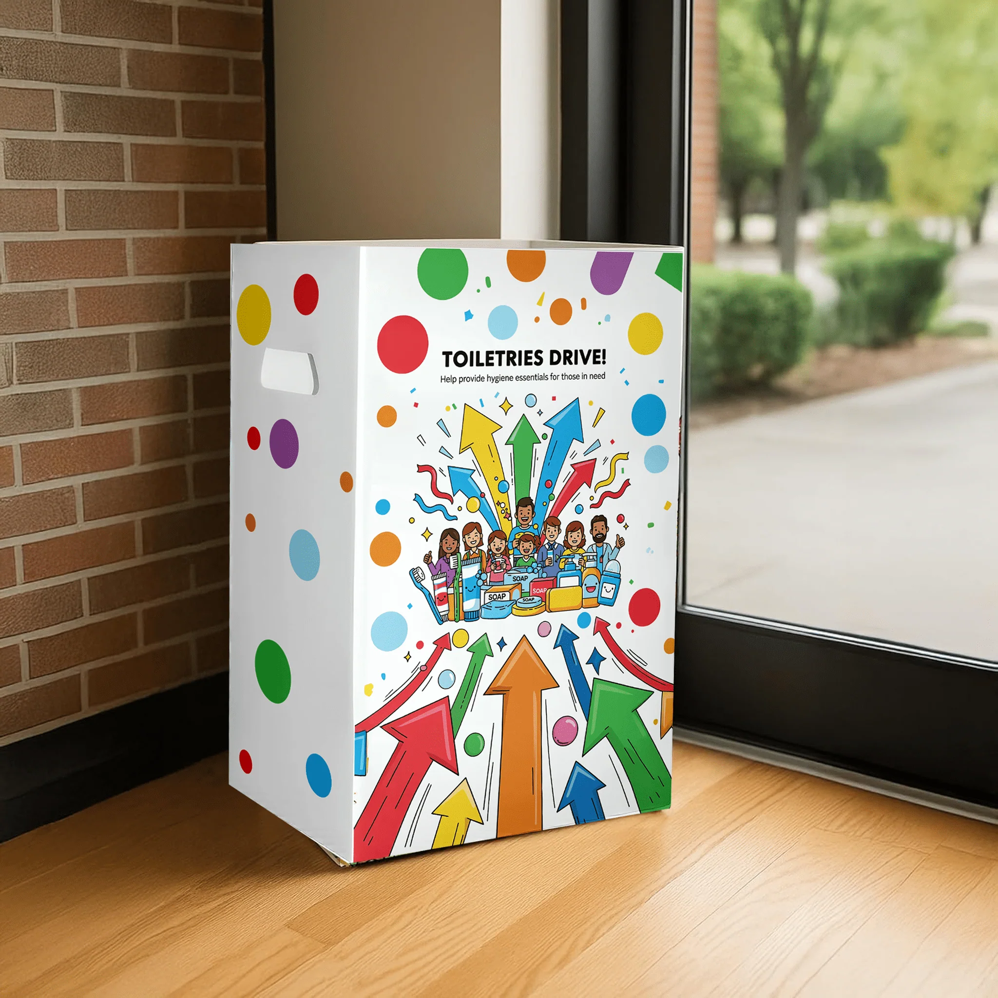 6-Pack Toiletries Drive Donation Bin - Reusable Corrugated Plastic Trash Cans | 22.3 Gallons - Image 2
