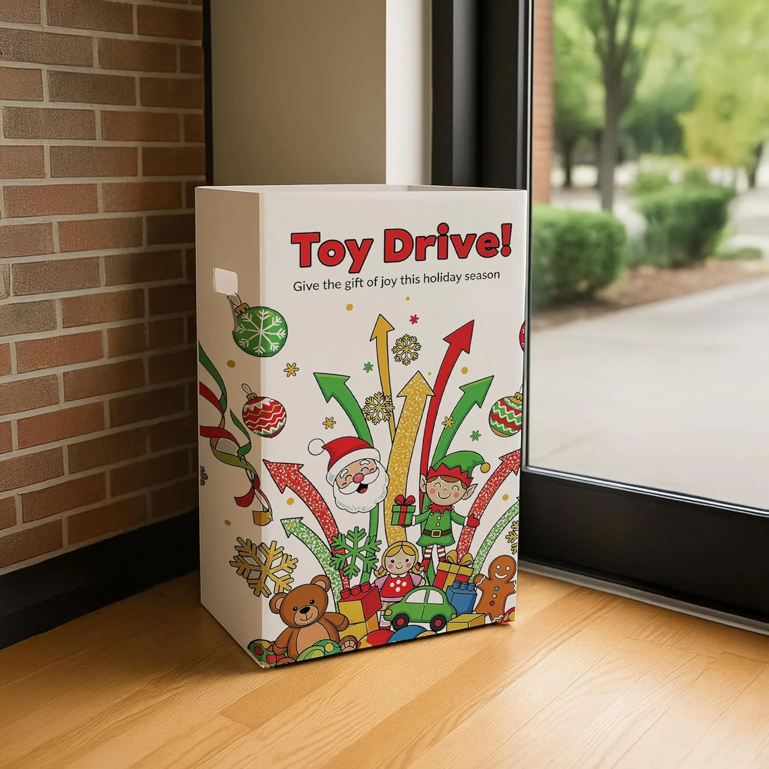 6-Pack Toy Drive Donation Bin - Reuseable Corrugated Plastic Trash Cans | 22.3 Gallons - Image 2
