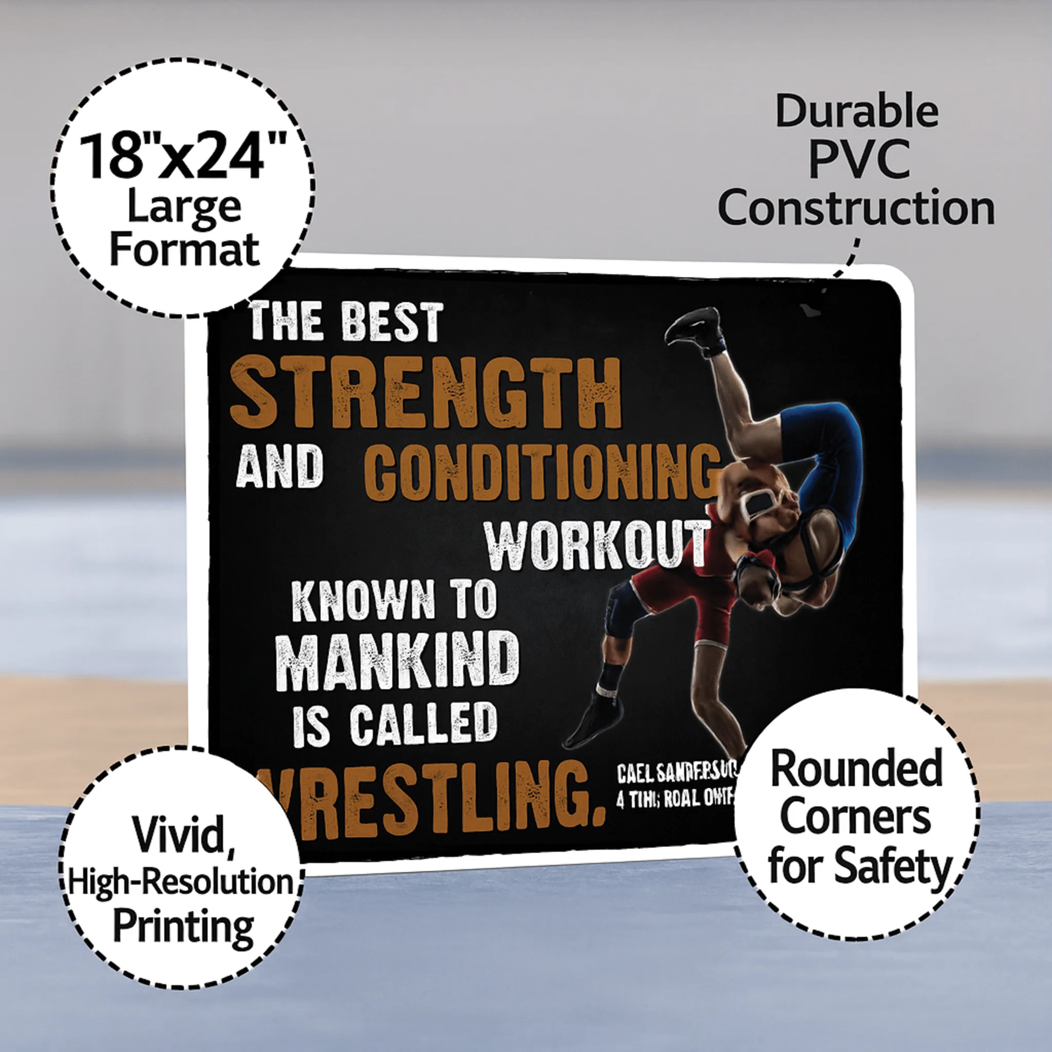 Wrestling Motivational Wall Signs – Set of 7 Large 18"x24" PVC Posters with Inspiring Quotes from Dan Gable & Cael Sanderson – Durable Wrestling Room, Gym, or Locker Room Décor - Image 2