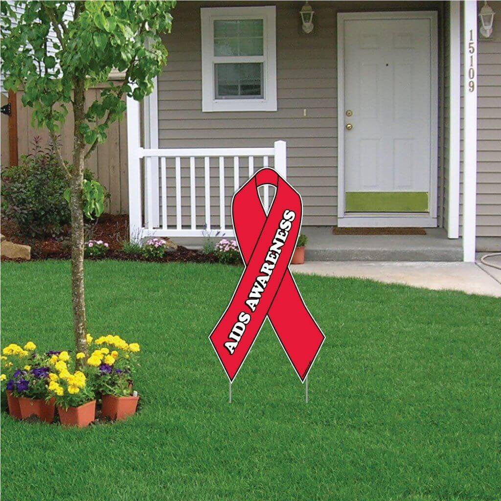 AIDS Awareness Ribbon Yard Sign