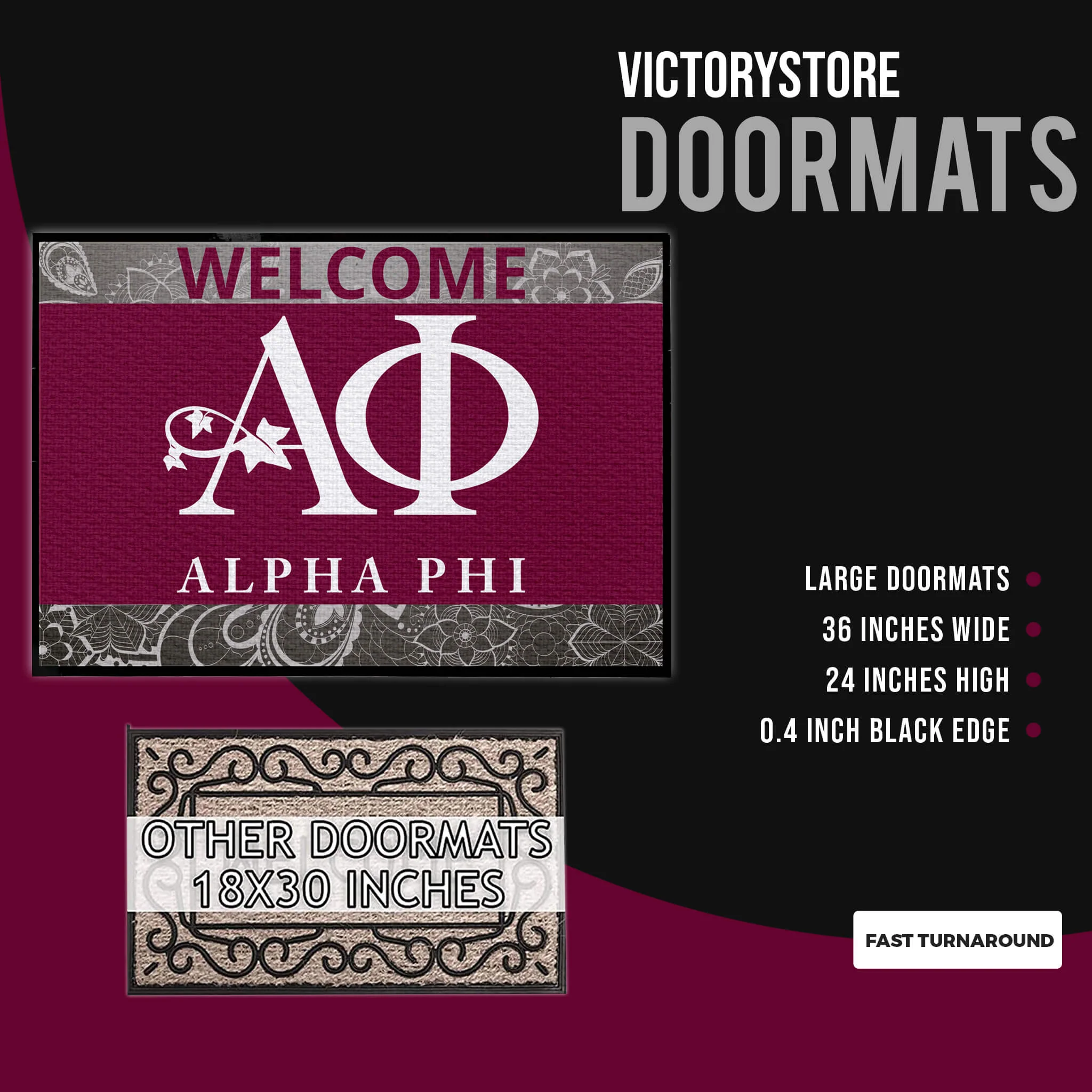 Alpha Phi Greek Letters Doormat - Image 3