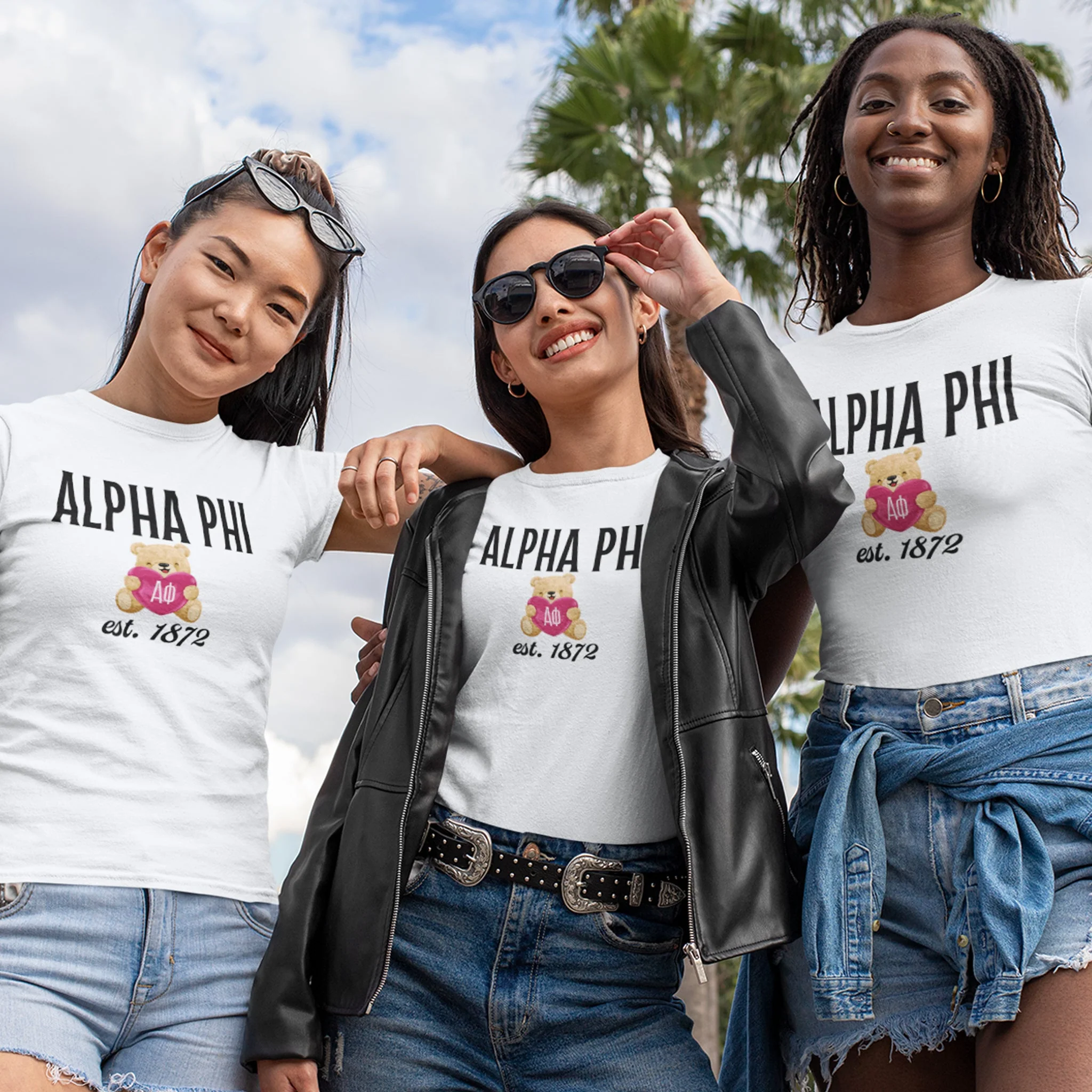 Alpha Phi Teddy Bear T-shirt, White - Image 3