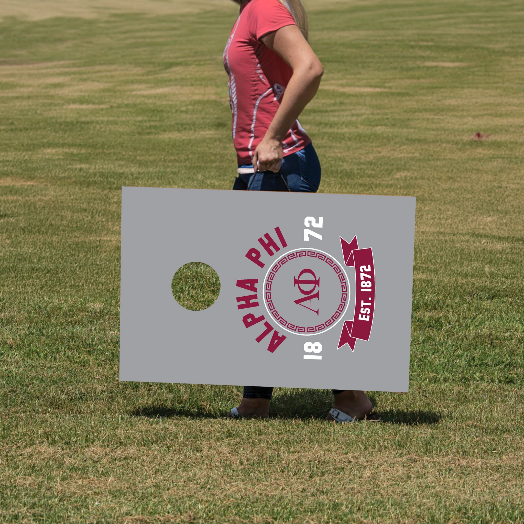 Alpha Phi Gray Cornhole Yard Game - Image 4