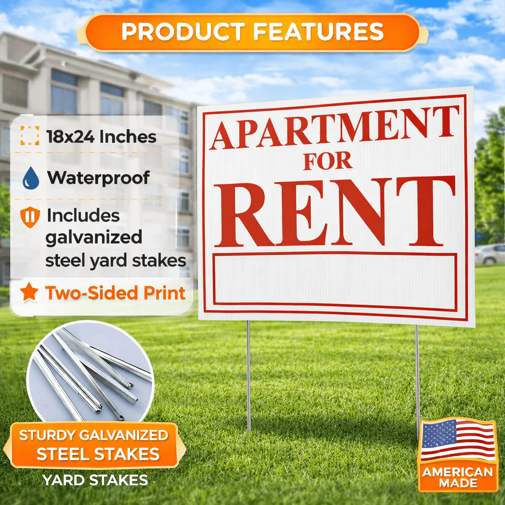 18" x 24" Apartment For Rent Yard Sign - Image 3