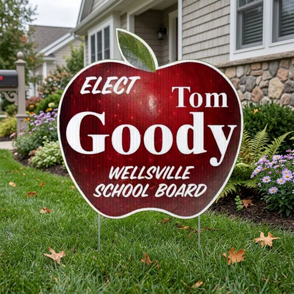 Apple Shaped 2 Sided Yard Signs with 24" EZ Stakes - Image 3