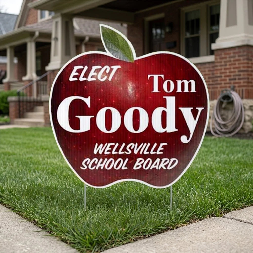 Apple Shaped 2 Sided Yard Signs with 24" EZ Stakes - Image 4