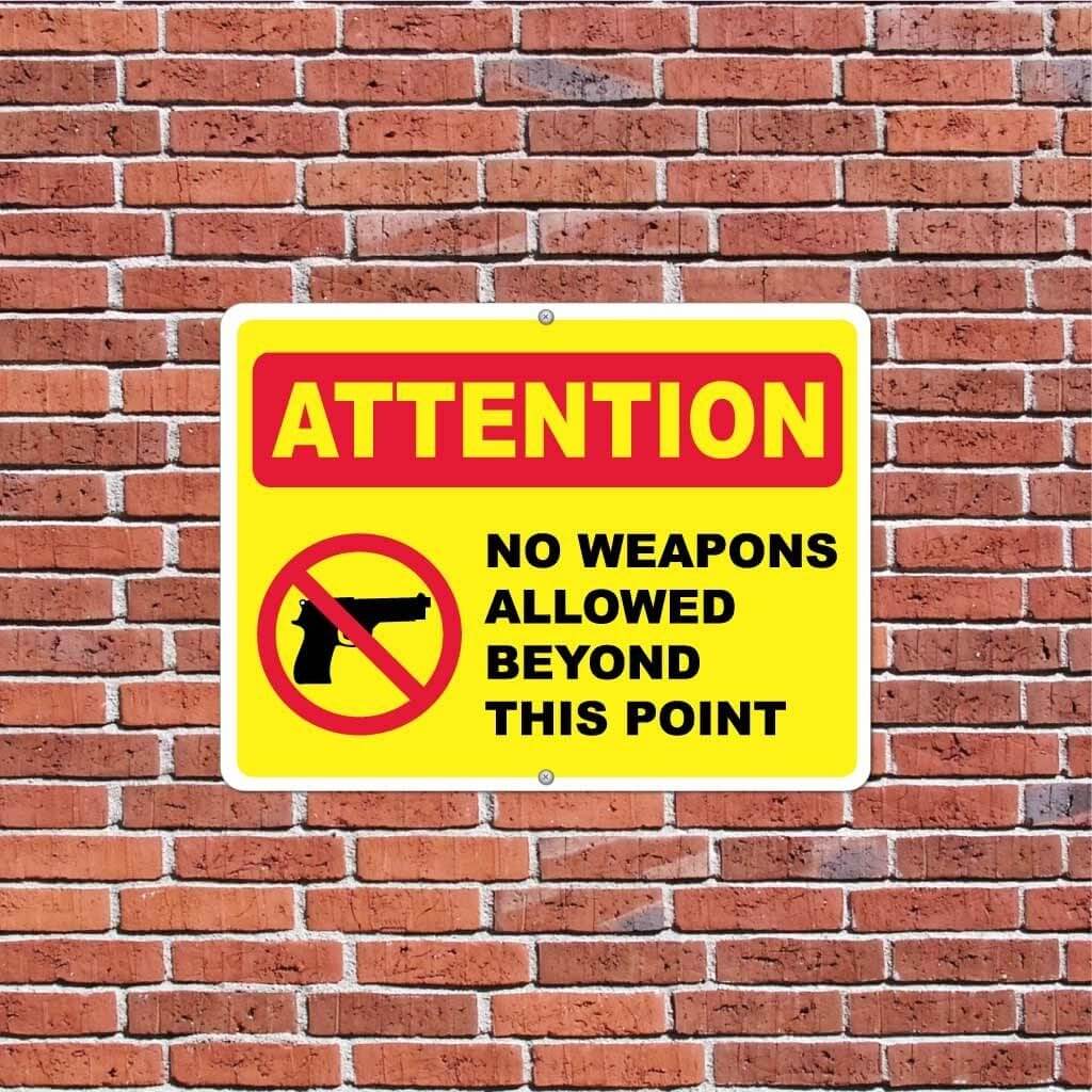 No Weapons Allowed Beyond This Point Sign or Sticker
