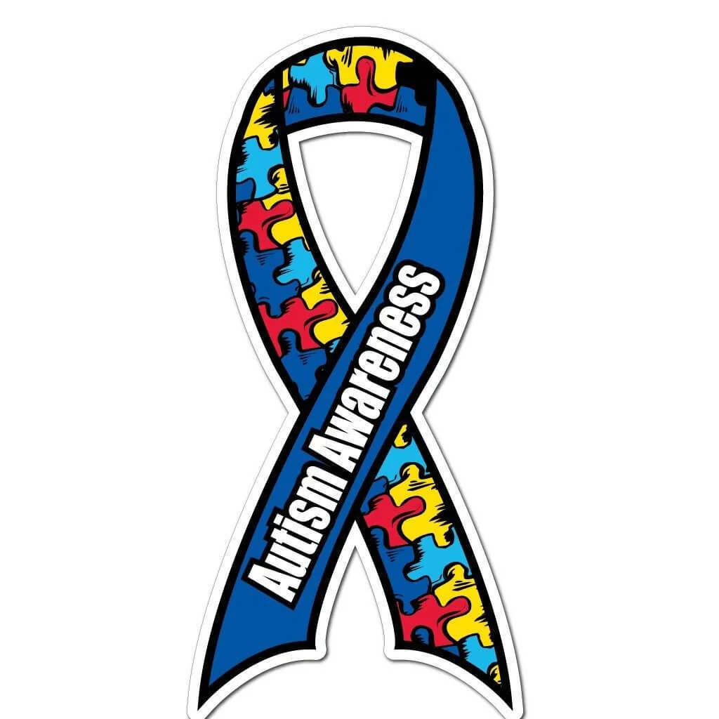 3.5 x 7.5 Autism Awareness Ribbon Car Magnet - Image 3