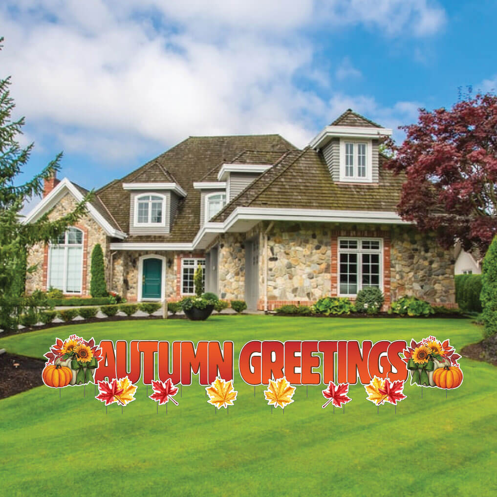 Autumn Greetings Fall Themed Yard Card, 12 pcs
