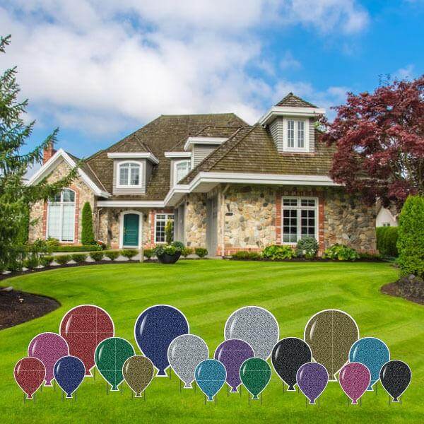 Faux Glitter Balloon Yard Signs Bundle - 18 pcs