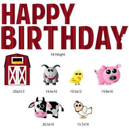 Barnyard Themed Happy Birthday Yard Letters and Decorations 19 pcs - Image 2