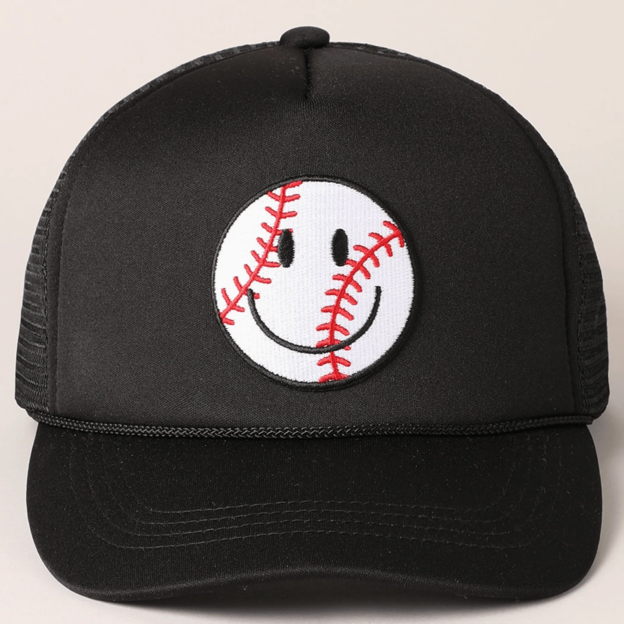 Baseball Happy Face Trucker Hat - Image 3