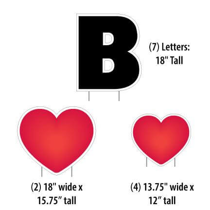 Be Mine Valentine's Day Yard Letters and Decorations 13 pcs - Image 2