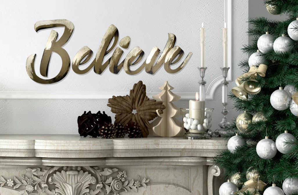 Hand-Painted Believe Wall Word