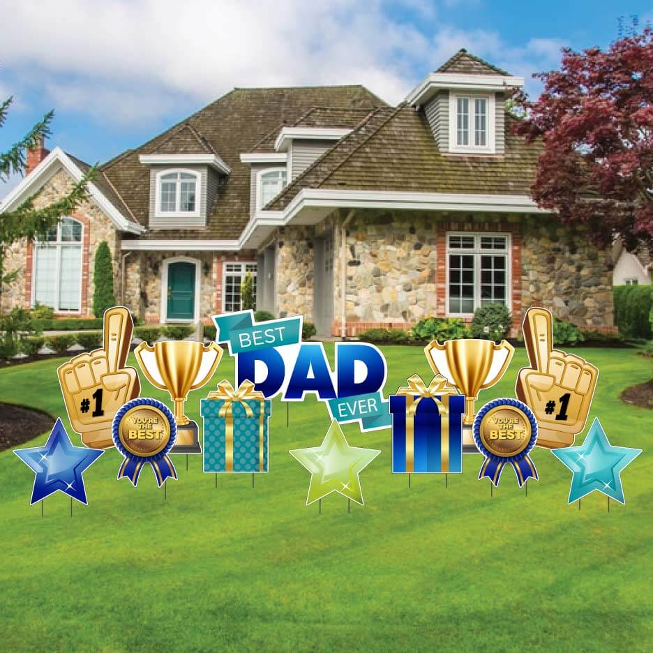 Best Dad Ever Father's Day Yard Card Decoration 12 pc set