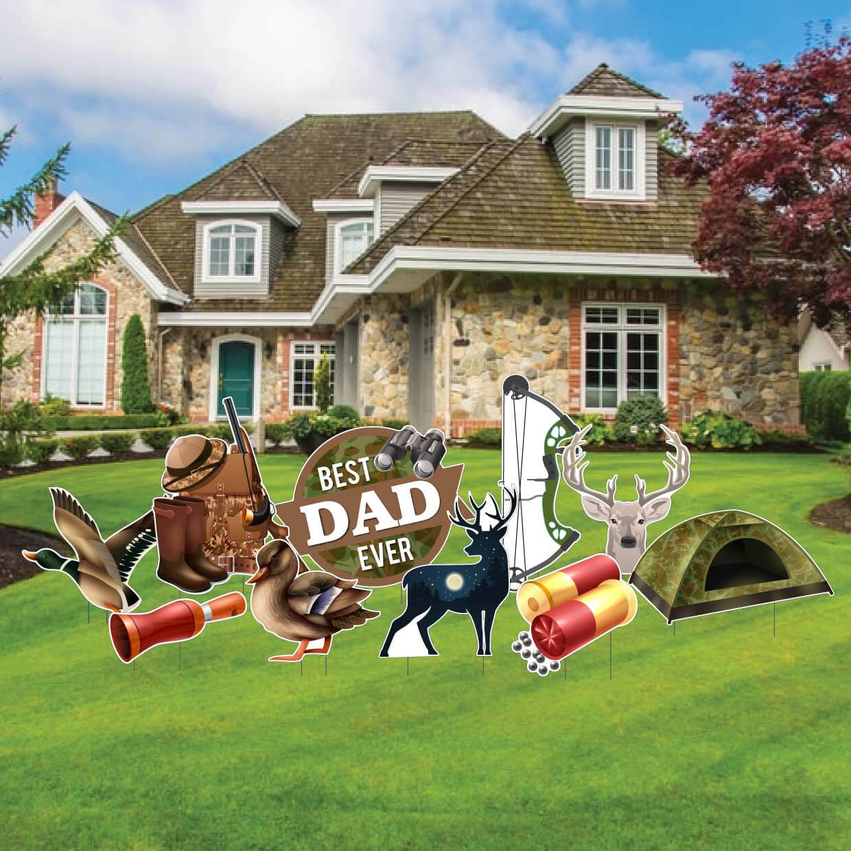 Hunting Theme Father's Day Yard Card 10 pc set
