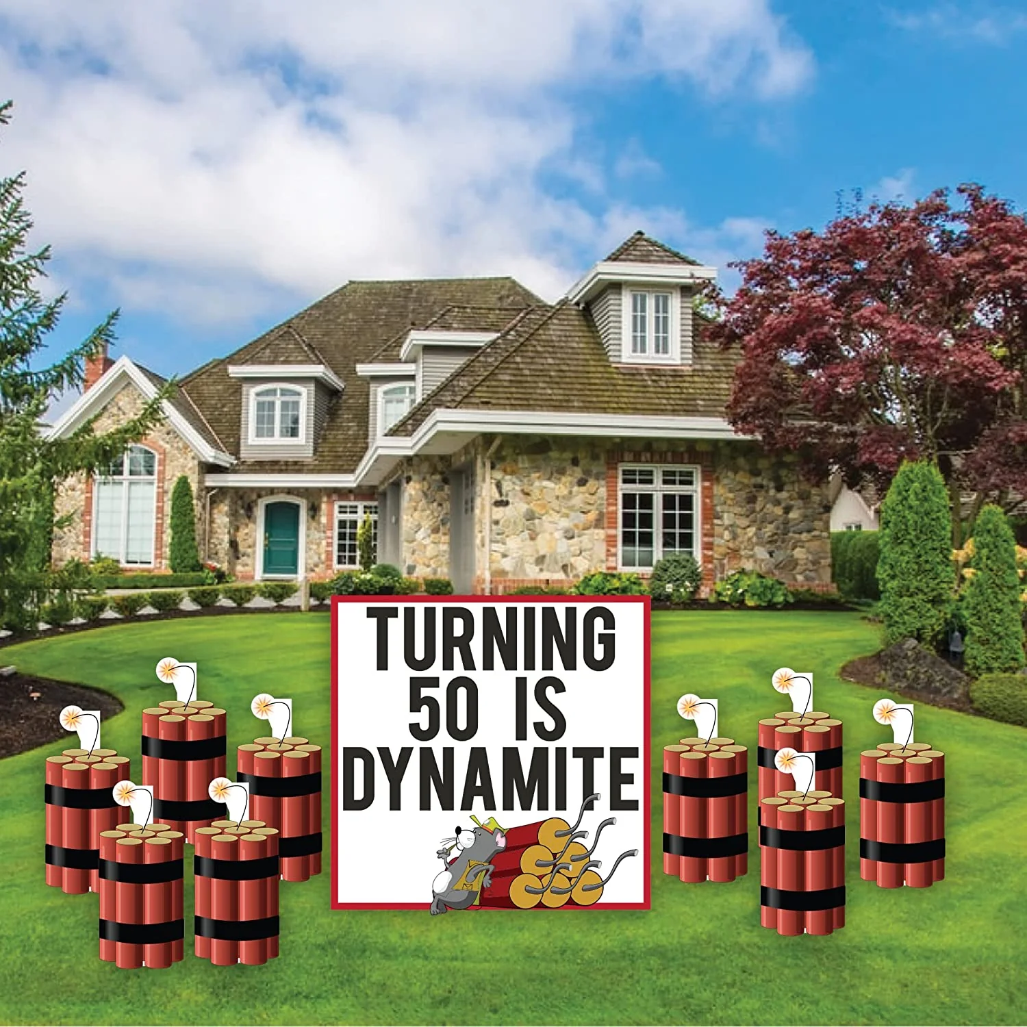 Turning 50 Is Dynamite Birthday Yard Card 10 pc set