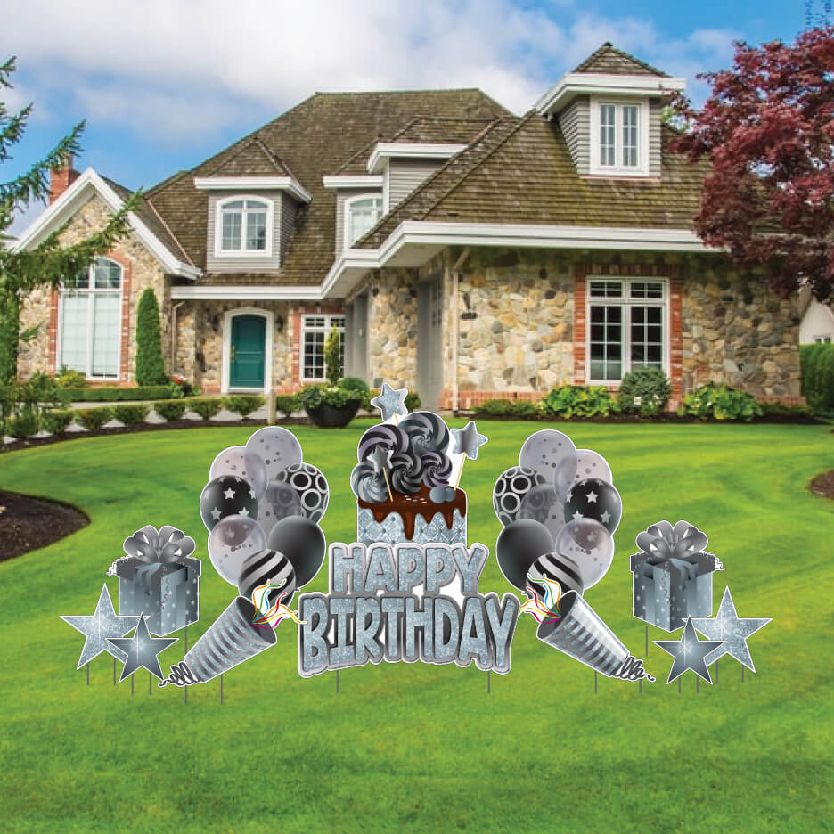 Sparkle Birthday Yard Card Greeting 12 pc Flair Set - Image 10