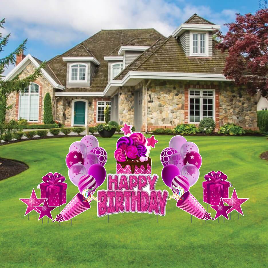 Sparkle Birthday Yard Card Greeting 12 pc Flair Set - Image 14
